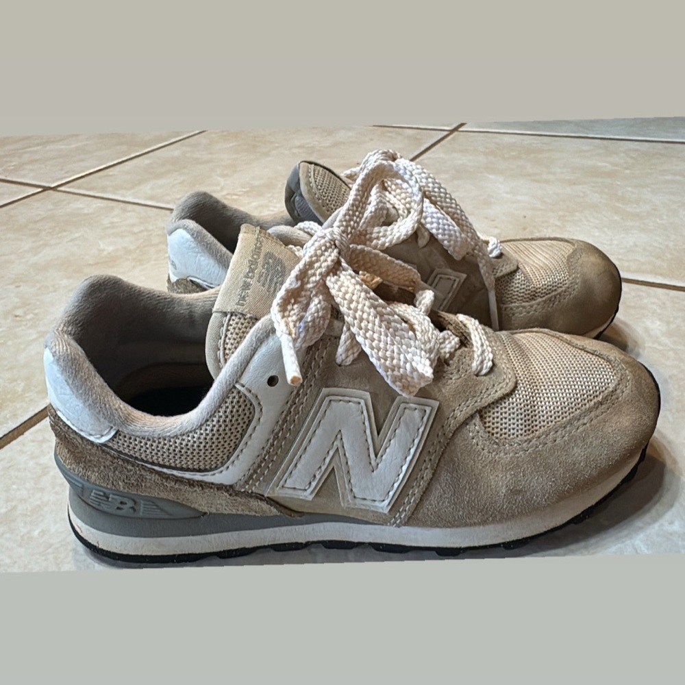 New Balance Tan and White Running Shoes